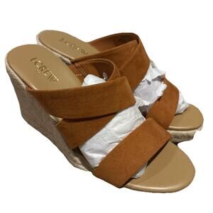 J. Crew Women's size 6.5 Pale Clay Wide Strap Espadrille Wedges New